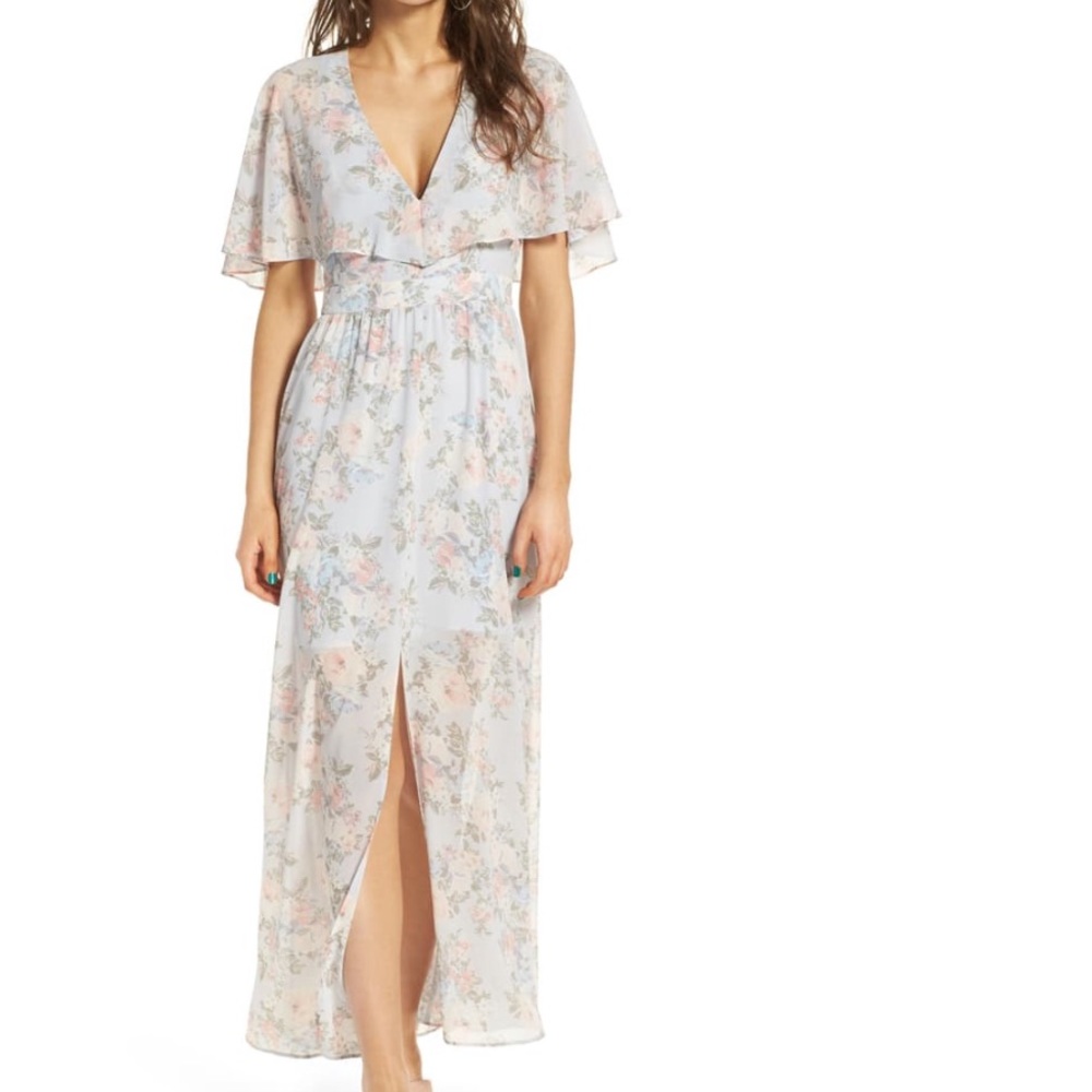 WAYF Love Note Flutter Sleeve Maxi Dress